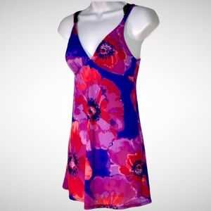 **10 for $50**VTG FLORAL STRETCH KNIT CHEMISE SLIP DRESS "CAROLE HOCHMAN" MED